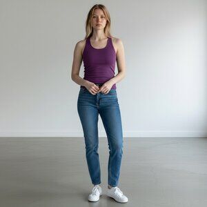 All In Motion Teens Purple Ribbed Racerback Scoop Neck Workout Crop Top XXS